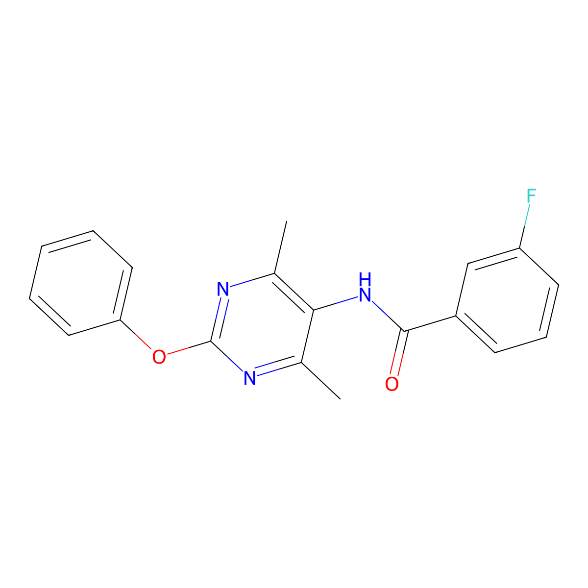 N-(4,6-dimethyl-2-phenoxypyrimidin-5-yl)-3-fluorobenzamide molecular structure, CAS 1790199-40-4