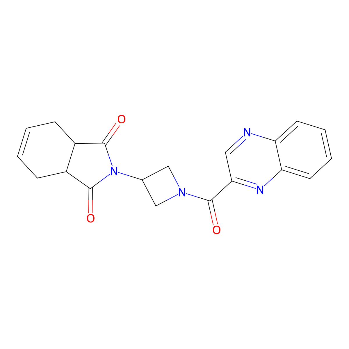 2-(1-(quinoxaline-2-carbonyl)azetidin-3-yl)-3a,4,7,7a-tetrahydro-1H-isoindole-1,3(2H)-dione molecular structure, CAS 1790199-50-6
