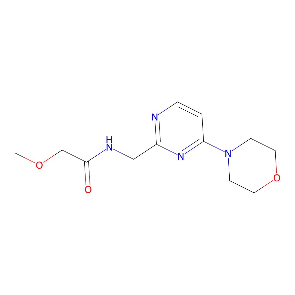 2-methoxy-N-((4-morpholinopyrimidin-2-yl)methyl)acetamide molecular structure, CAS 1790199-51-7