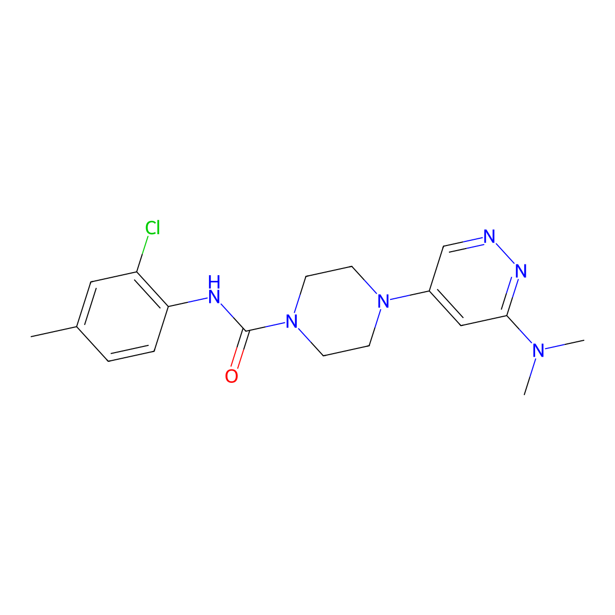 N-(2-chloro-4-methylphenyl)-4-[6-(dimethylamino)pyridazin-4-yl]piperazine-1-carboxamide molecular structure, CAS 1790199-63-1