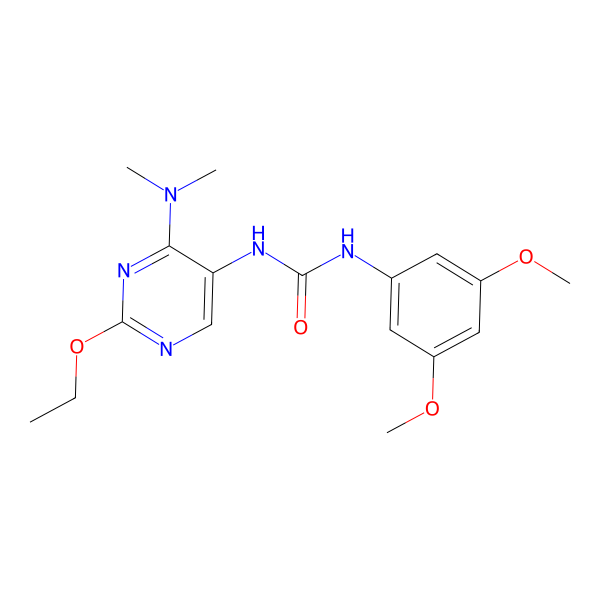 1-(3,5-Dimethoxyphenyl)-3-[4-(dimethylamino)-2-ethoxypyrimidin-5-yl]urea molecular structure, CAS 1790199-99-3