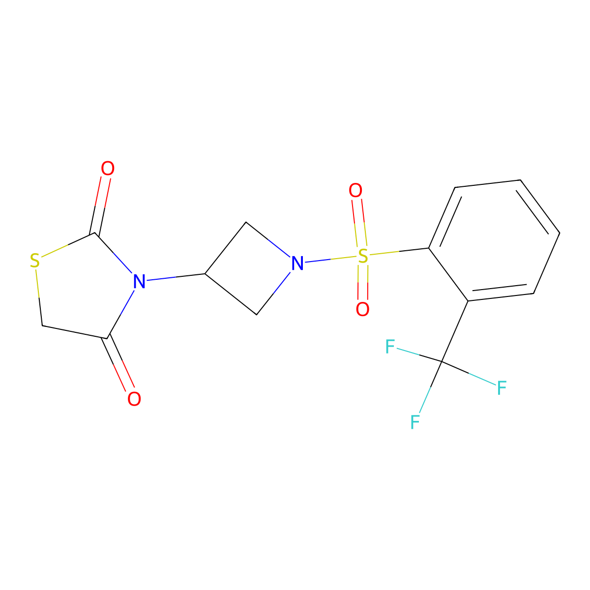 3-(1-((2-(Trifluoromethyl)phenyl)sulfonyl)azetidin-3-yl)thiazolidine-2,4-dione molecular structure, CAS 1790200-09-7