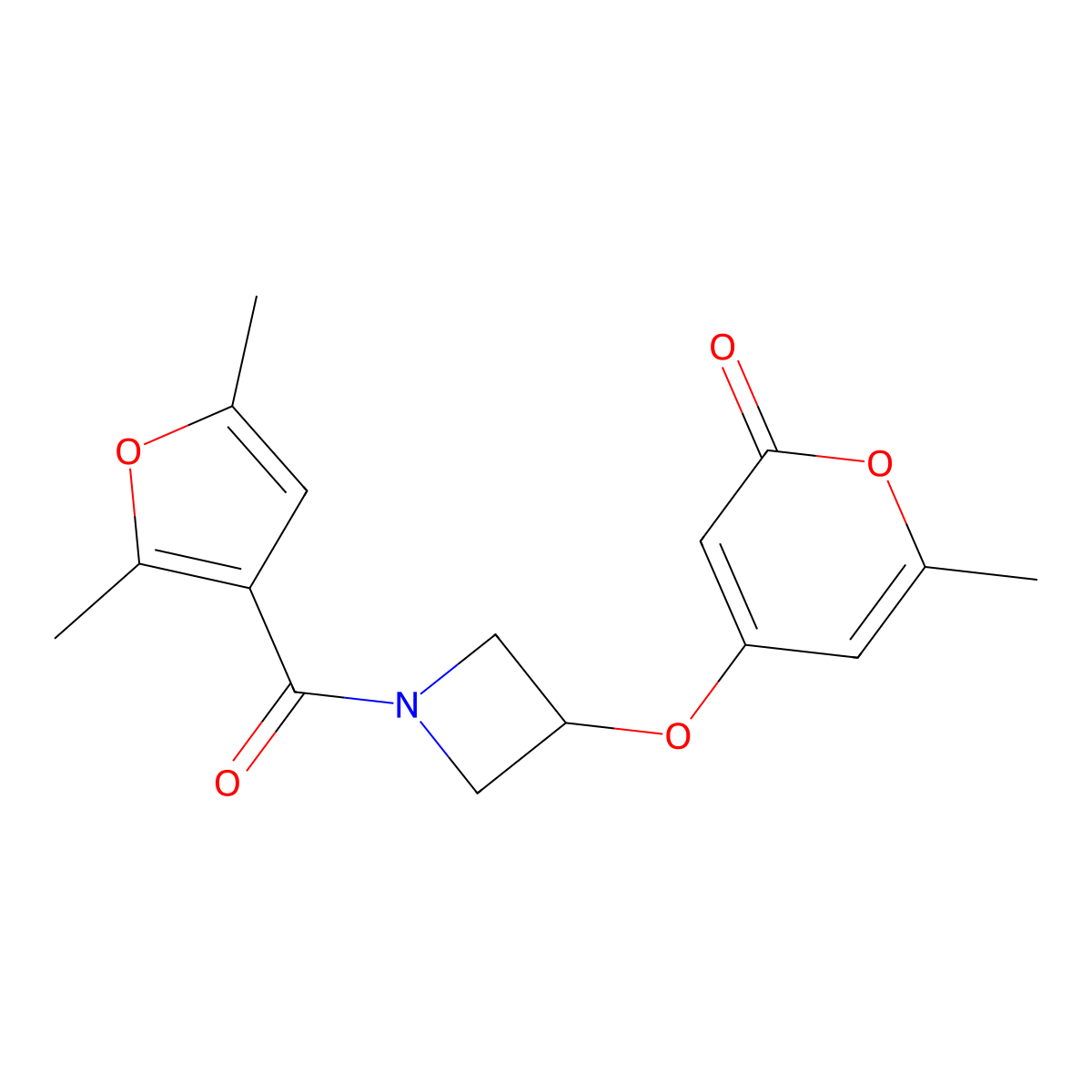 4-((1-(2,5-dimethylfuran-3-carbonyl)azetidin-3-yl)oxy)-6-methyl-2H-pyran-2-one molecular structure, CAS 1790200-19-9
