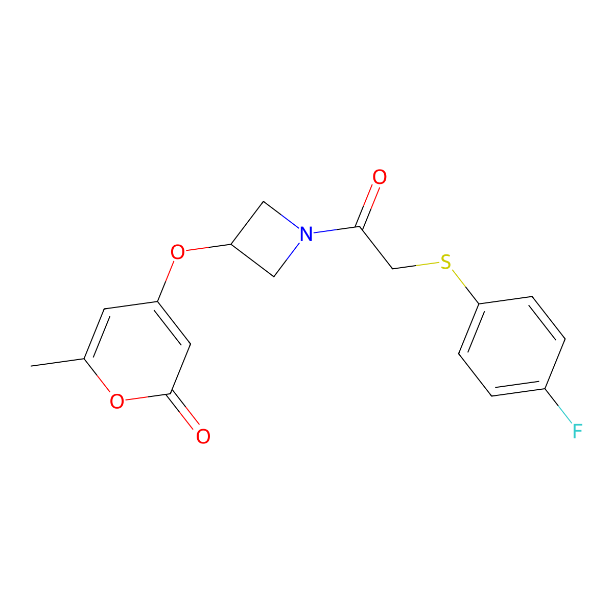 4-((1-(2-((4-fluorophenyl)thio)acetyl)azetidin-3-yl)oxy)-6-methyl-2H-pyran-2-one molecular structure, CAS 1790200-27-9