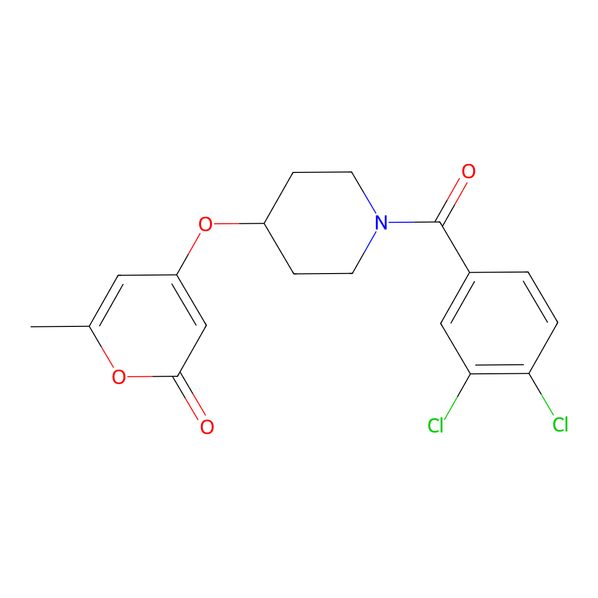 4-((1-(3,4-dichlorobenzoyl)piperidin-4-yl)oxy)-6-methyl-2H-pyran-2-one molecular structure, CAS 1790200-95-1