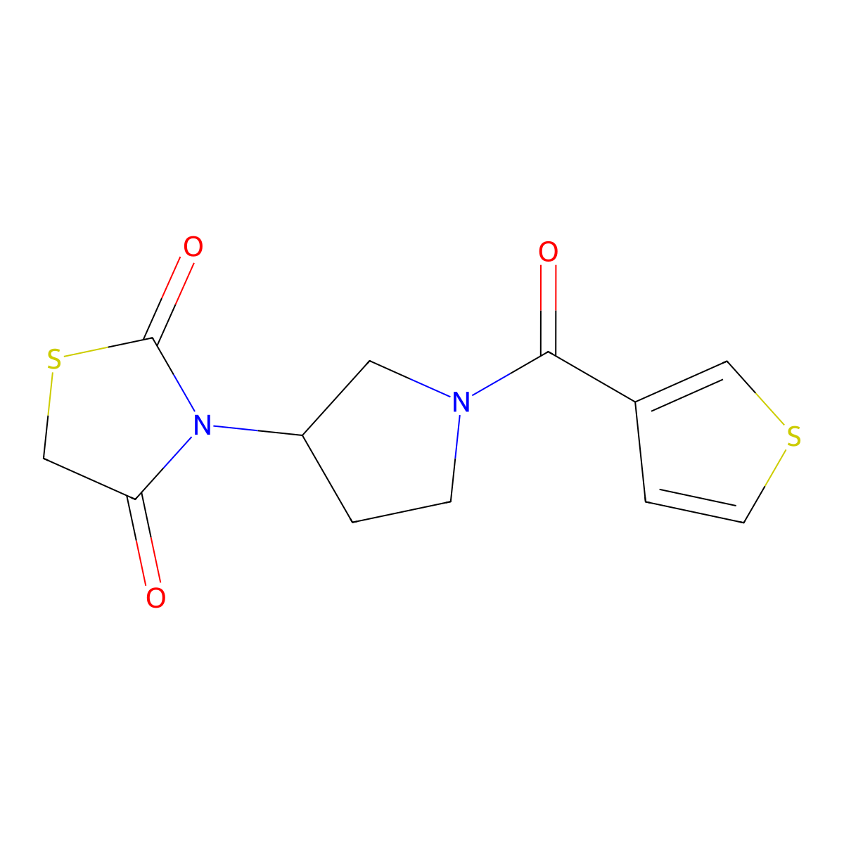 3-(1-(Thiophene-3-carbonyl)pyrrolidin-3-yl)thiazolidine-2,4-dione molecular structure, CAS 1790201-12-5