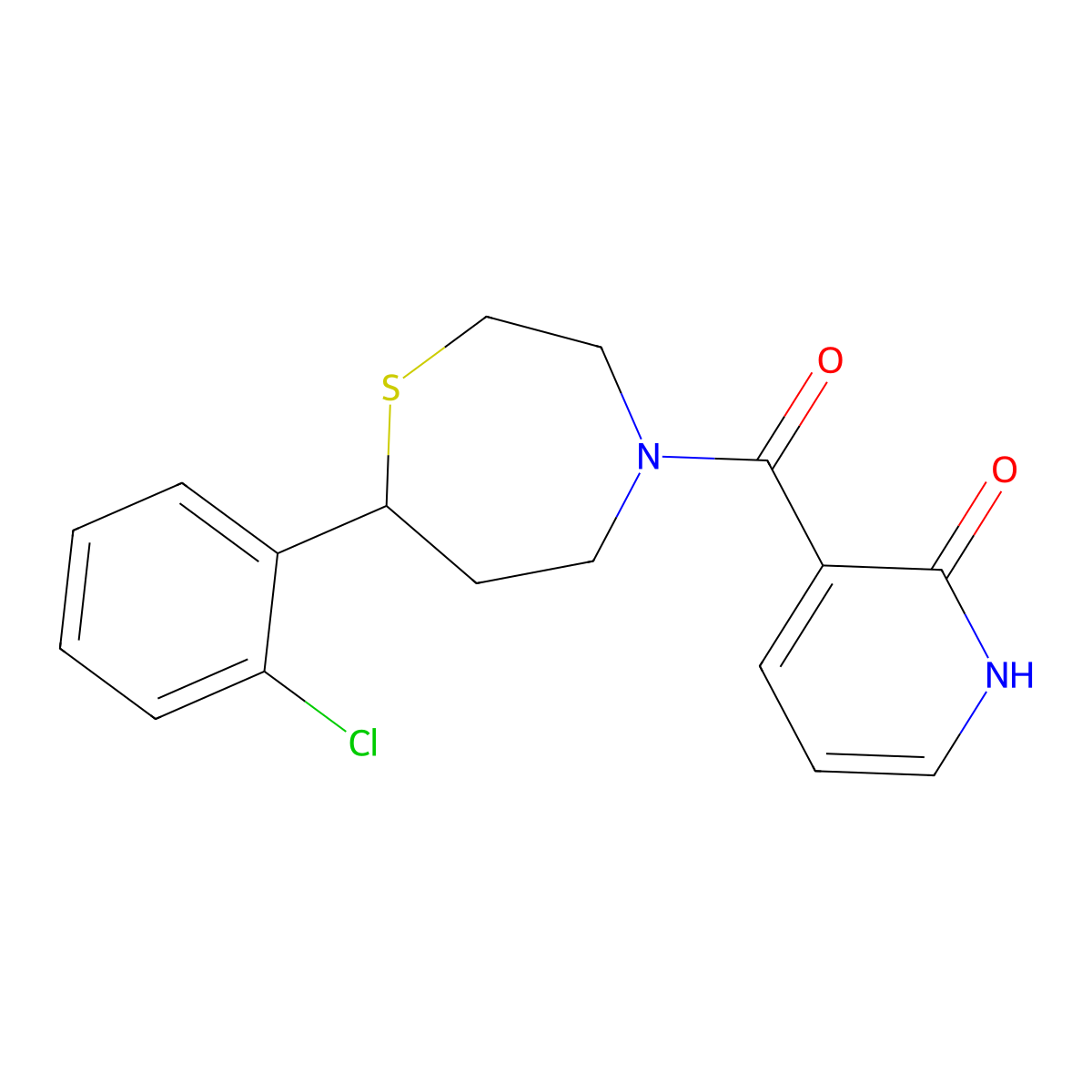 3-(7-(2-chlorophenyl)-1,4-thiazepane-4-carbonyl)pyridin-2(1H)-one molecular structure, CAS 1790202-55-9