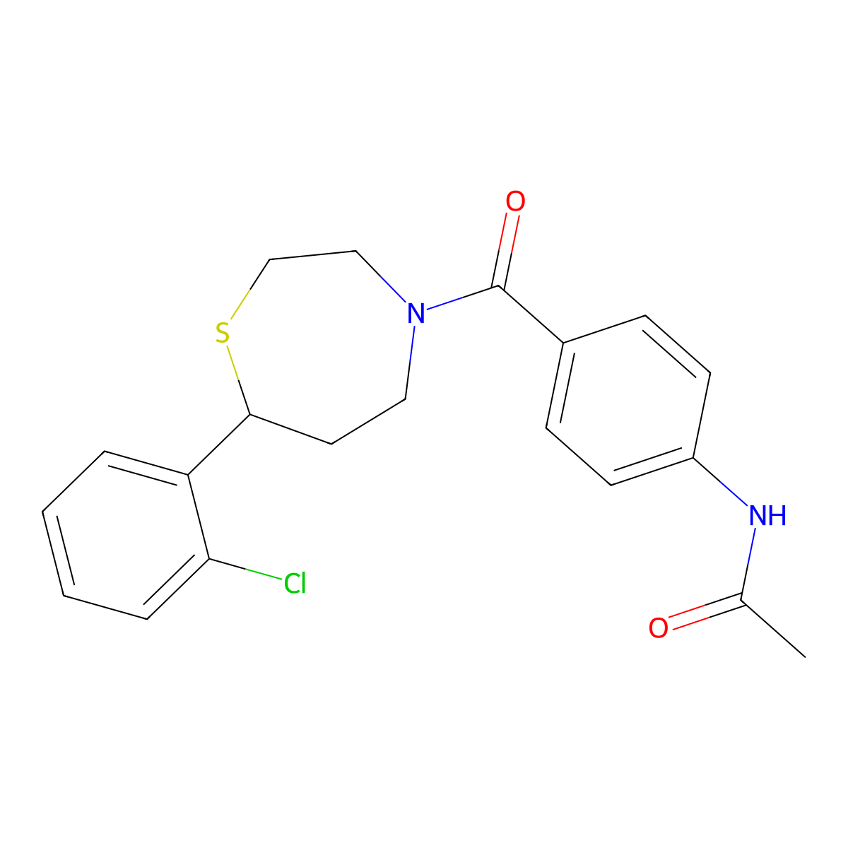 N-{4-[7-(2-chlorophenyl)-1,4-thiazepane-4-carbonyl]phenyl}acetamide molecular structure, CAS 1790202-66-2