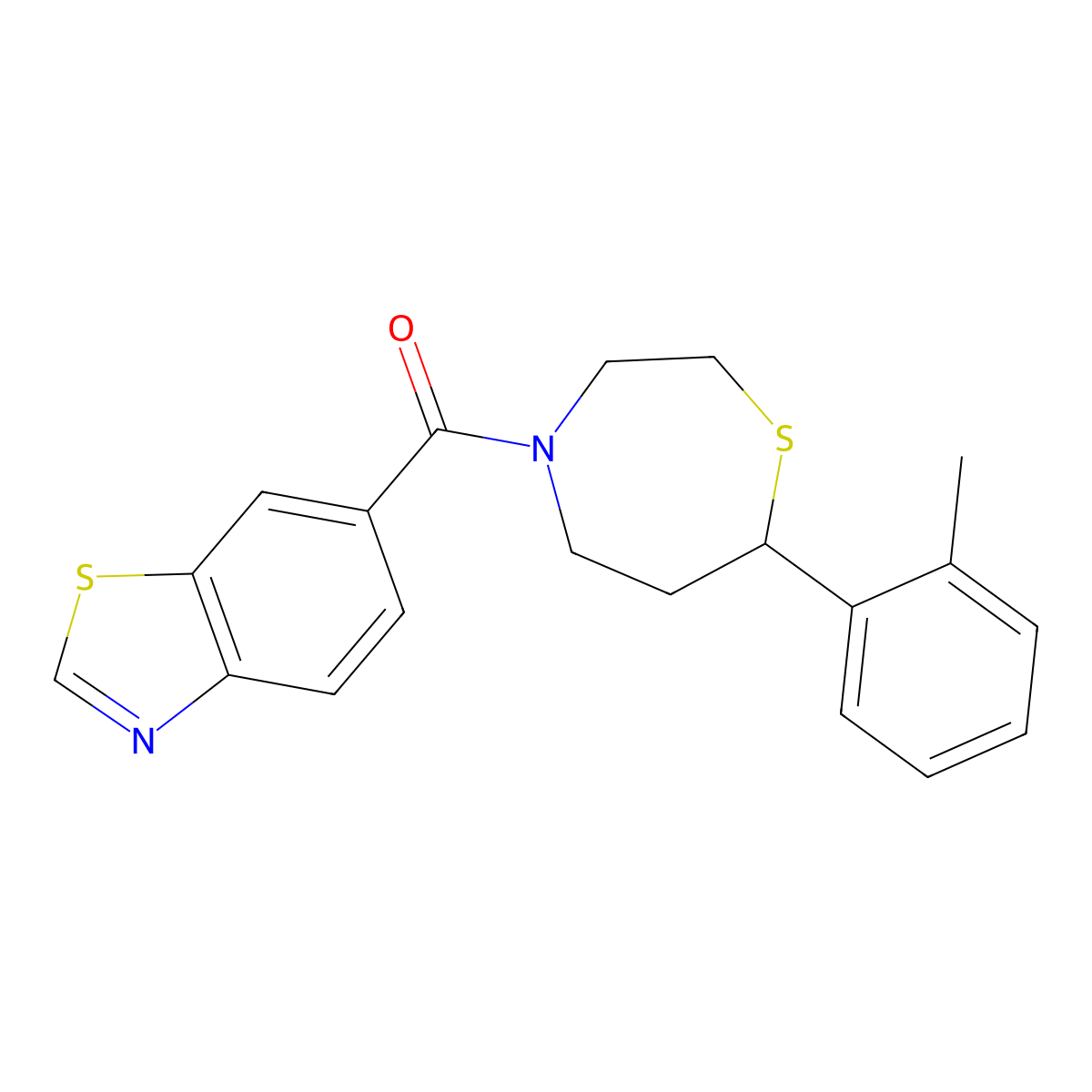Benzo[d]thiazol-6-yl(7-(o-tolyl)-1,4-thiazepan-4-yl)methanone molecular structure, CAS 1790202-79-7