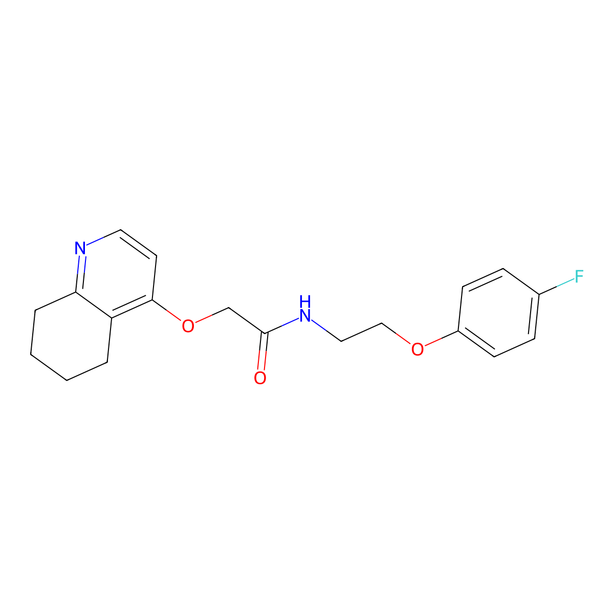 N-(2-(4-fluorophenoxy)ethyl)-2-((5,6,7,8-tetrahydroquinolin-4-yl)oxy)acetamide molecular structure, CAS 1790203-07-4