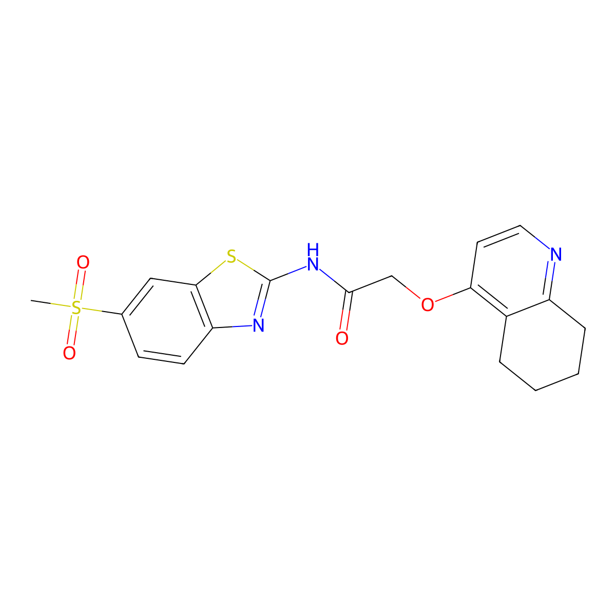 N-(6-(methylsulfonyl)benzo[d]thiazol-2-yl)-2-((5,6,7,8-tetrahydroquinolin-4-yl)oxy)acetamide molecular structure, CAS 1790203-14-3