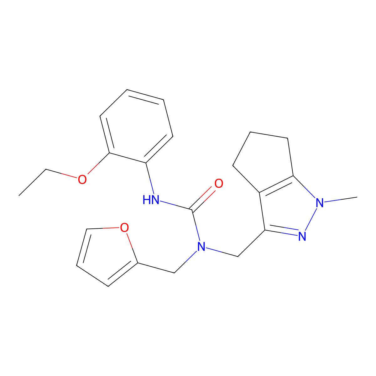 3-(2-Ethoxyphenyl)-1-(furan-2-ylmethyl)-1-((1-methyl-1,4,5,6-tetrahydrocyclopenta[c]pyrazol-3-yl)methyl)urea molecular structure, CAS 1790203-91-6