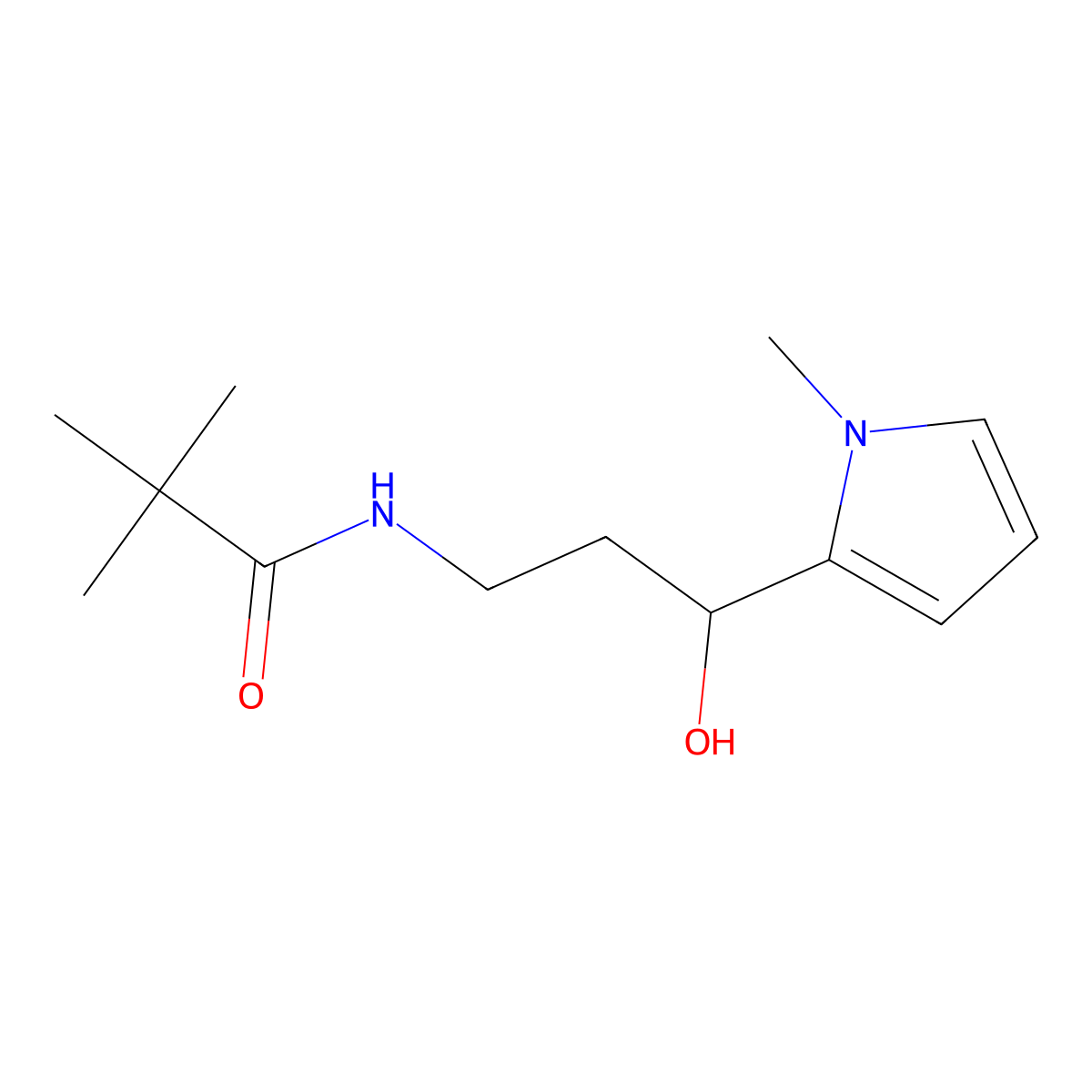 N-(3-hydroxy-3-(1-methyl-1H-pyrrol-2-yl)propyl)pivalamide molecular structure, CAS 1790203-96-1