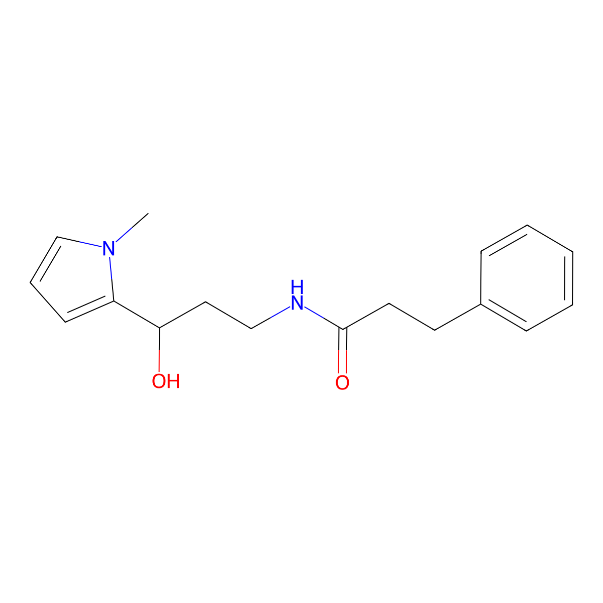 N-[3-hydroxy-3-(1-methyl-1H-pyrrol-2-yl)propyl]-3-phenylpropanamide molecular structure, CAS 1790209-51-6