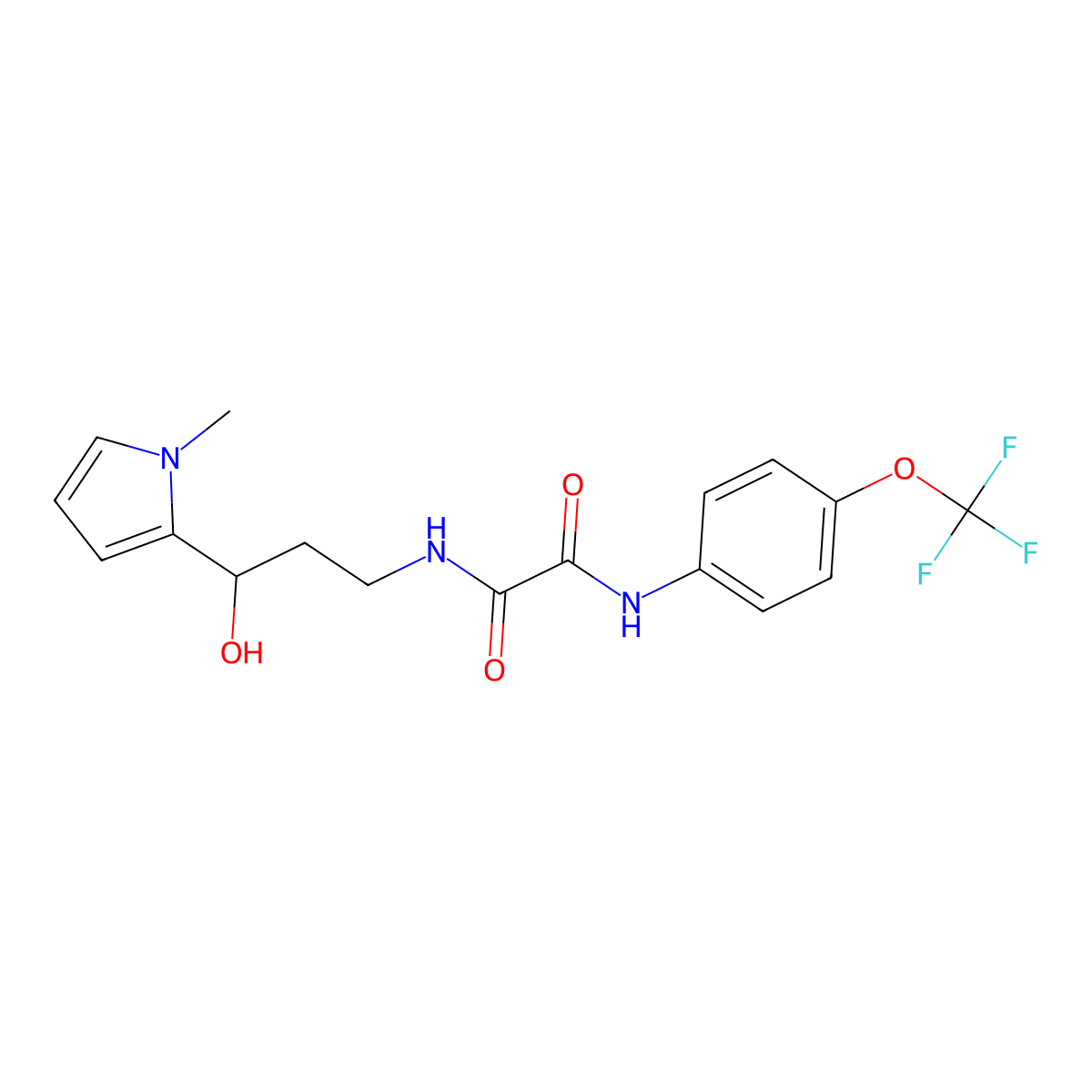 N1-(3-hydroxy-3-(1-methyl-1H-pyrrol-2-yl)propyl)-N2-(4-(trifluoromethoxy)phenyl)oxalamide molecular structure, CAS 1790210-28-4
