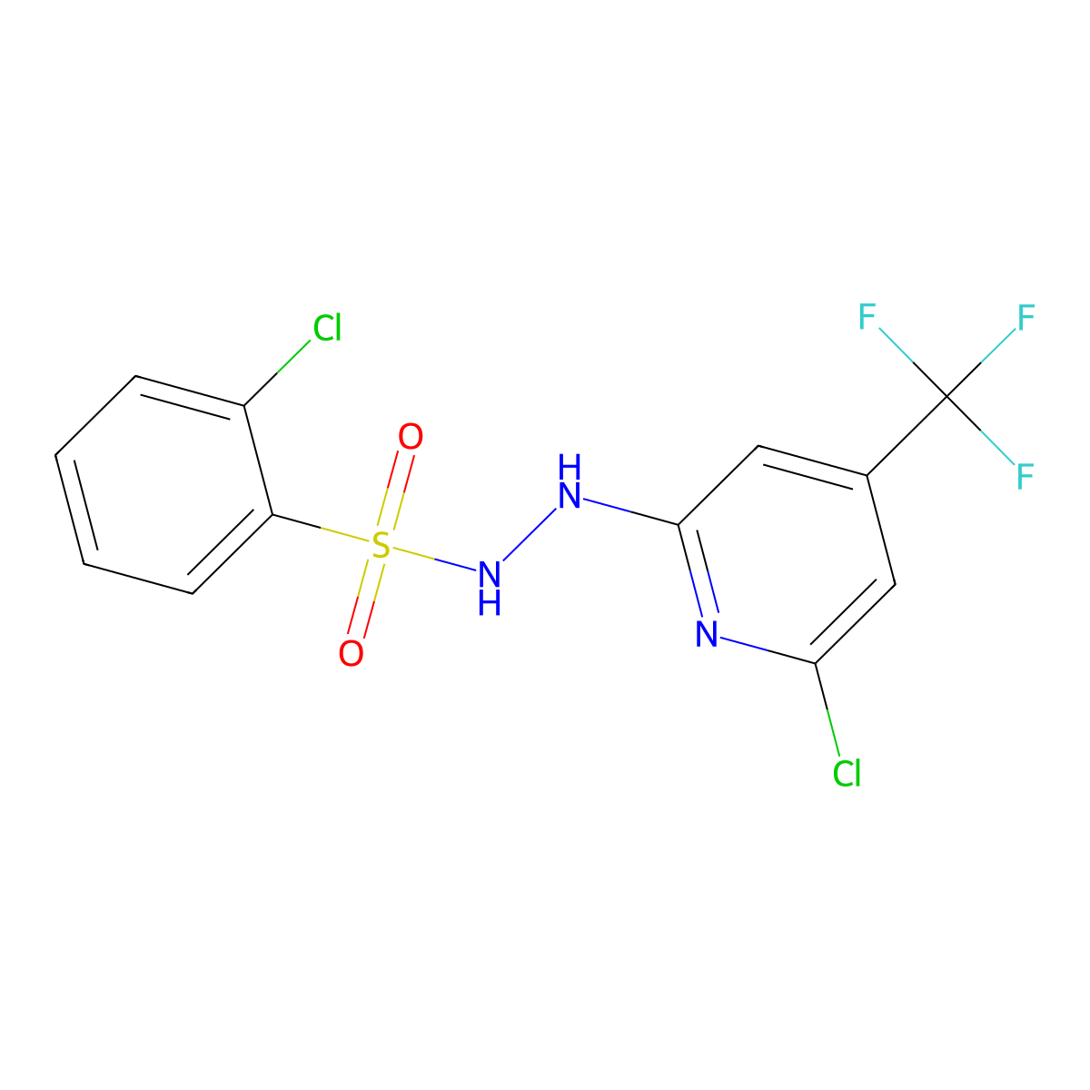 2-chloro-N'-[6-chloro-4-(trifluoromethyl)pyridin-2-yl]benzene-1-sulfonohydrazide molecular structure, CAS 1790211-83-4