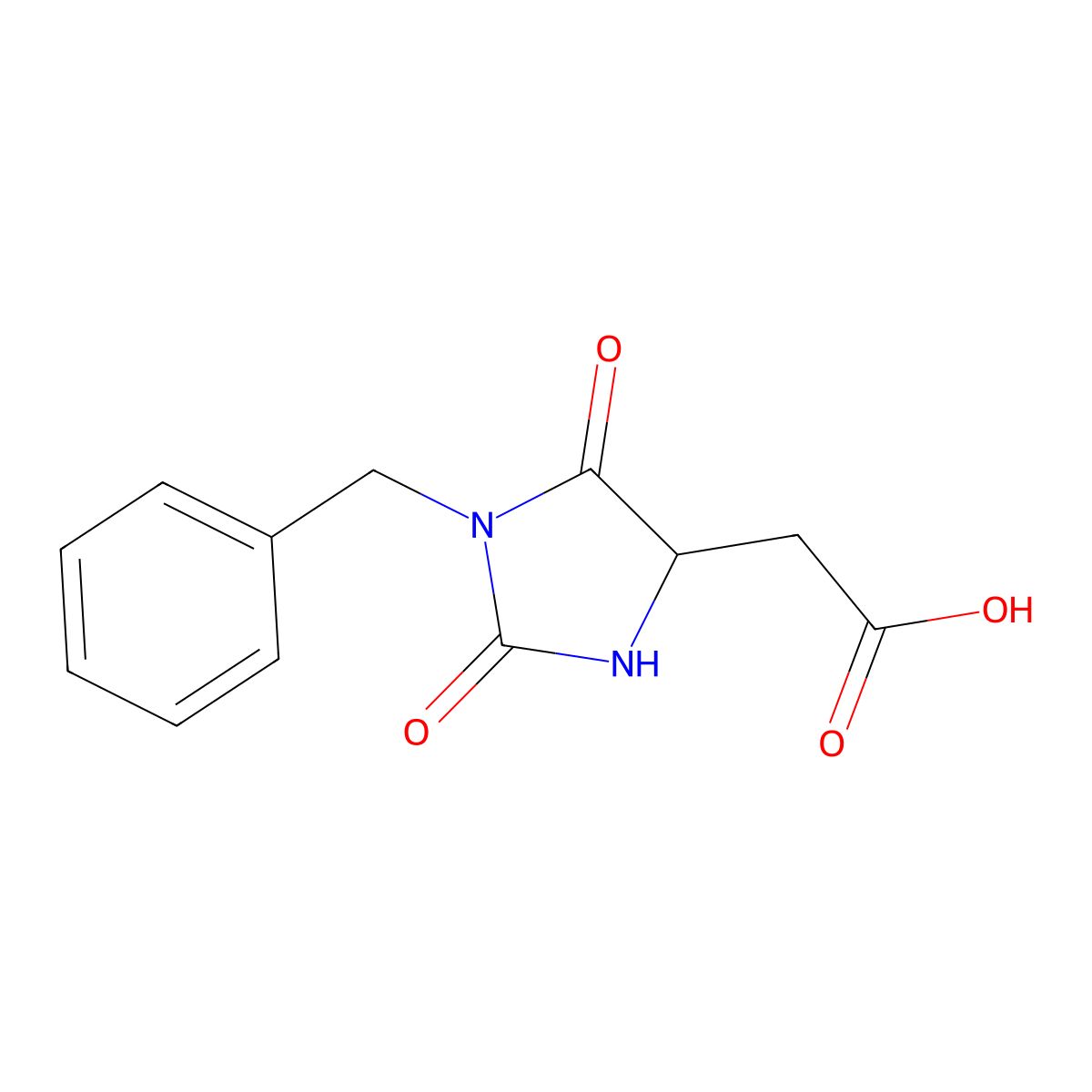 2-(1-Benzyl-2,5-dioxoimidazolidin-4-yl)acetic acid molecular structure, CAS 1790213-67-0