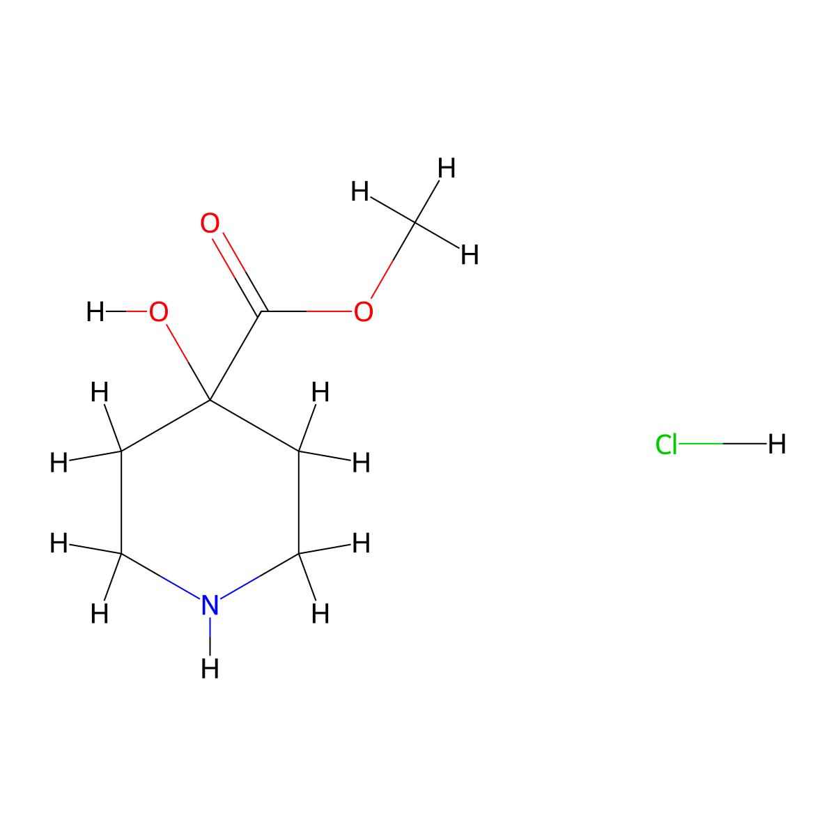 Methyl 4-hydroxypiperidine-4-carboxylate hydrochloride molecular structure, CAS 179022-53-8