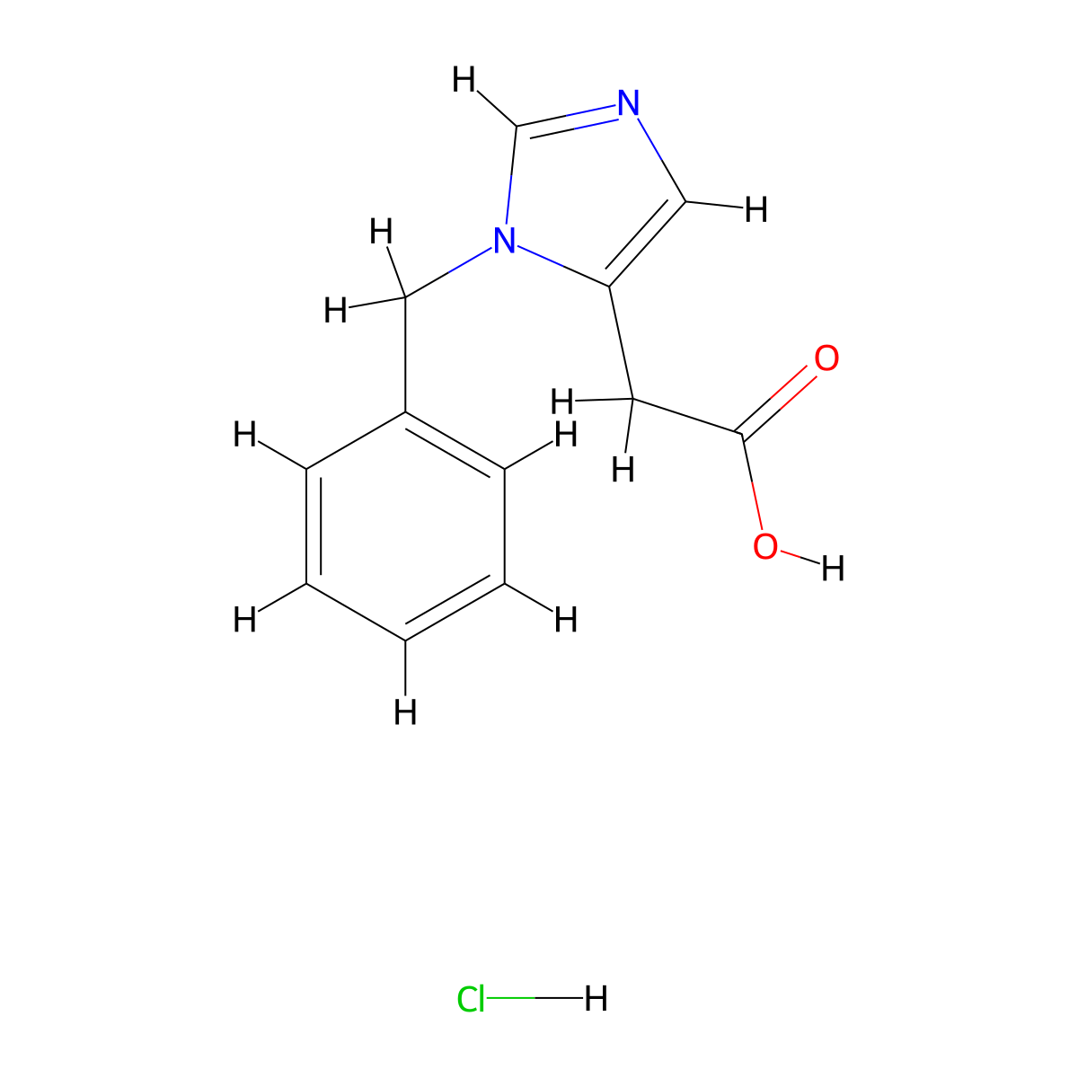 2-(1-benzyl-1H-imidazol-5-yl)acetic acid hydrochloride molecular structure, CAS 179025-83-3