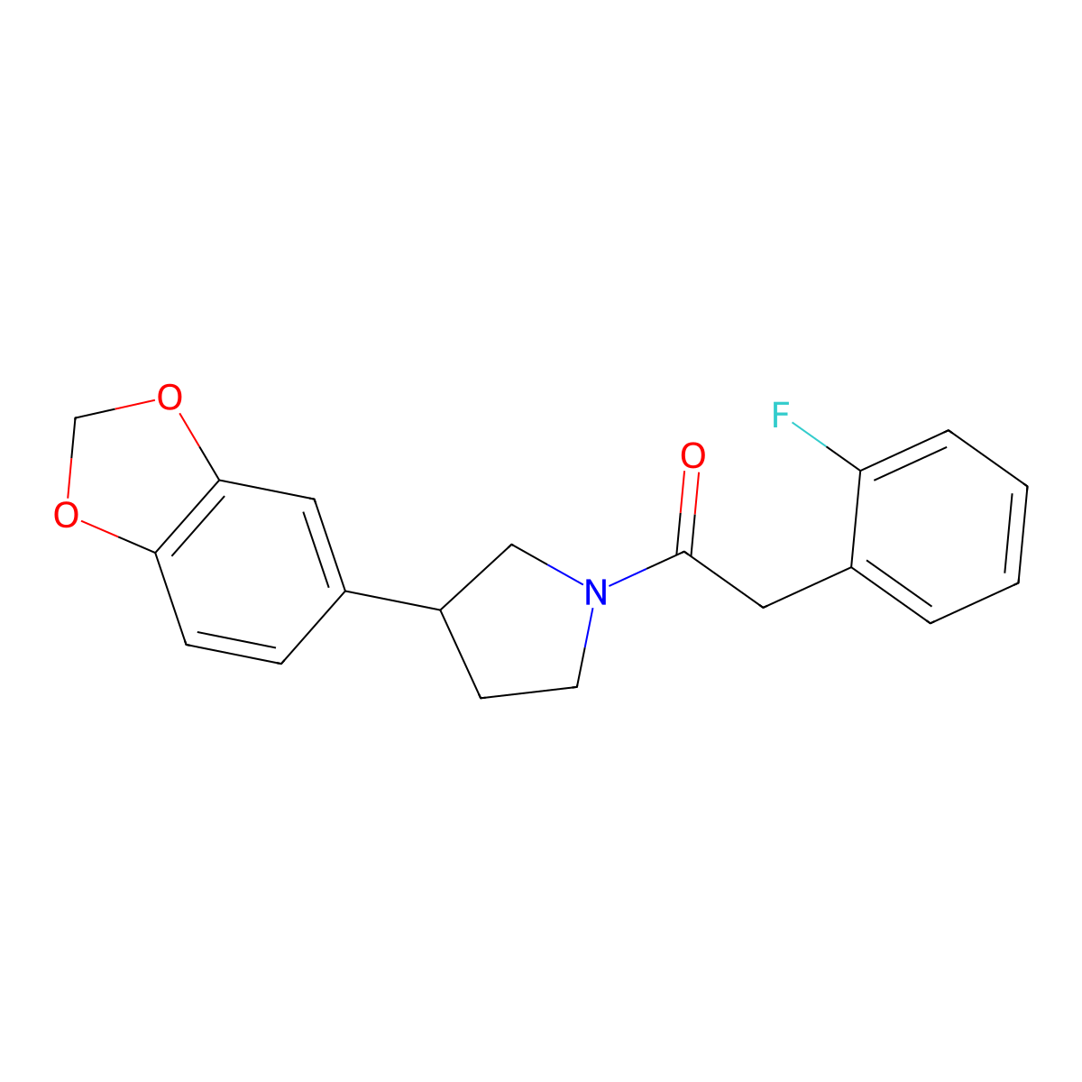 1-(3-(Benzo[d][1,3]dioxol-5-yl)pyrrolidin-1-yl)-2-(2-fluorophenyl)ethanone molecular structure, CAS 1790297-31-2