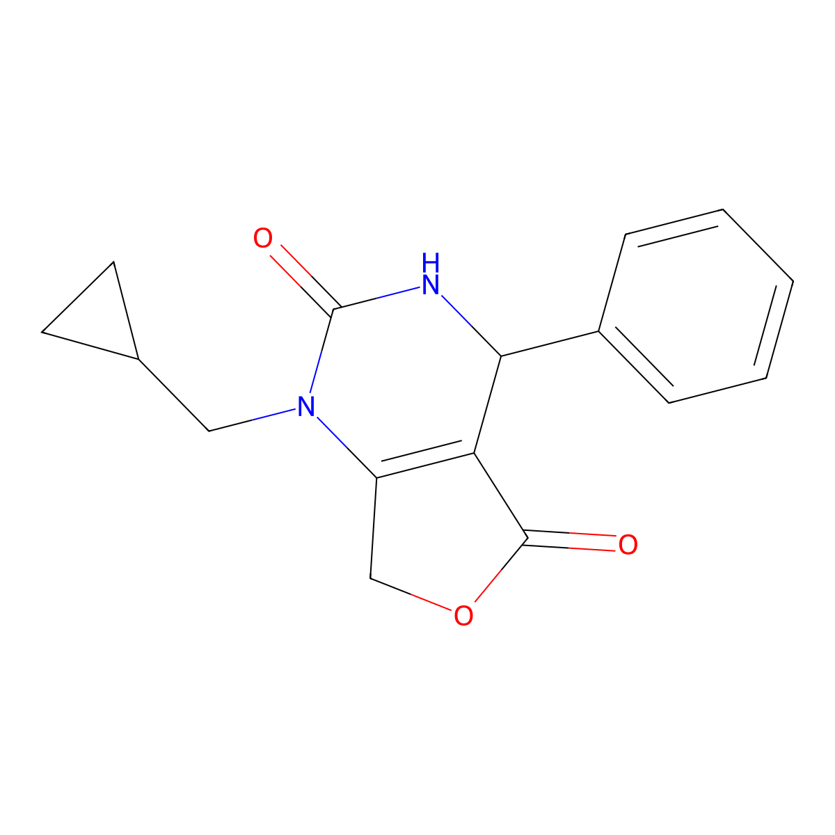 1-(cyclopropylmethyl)-4-phenyl-4,7-dihydrofuro[3,4-d]pyrimidine-2,5(1H,3H)-dione molecular structure, CAS 1790325-95-9