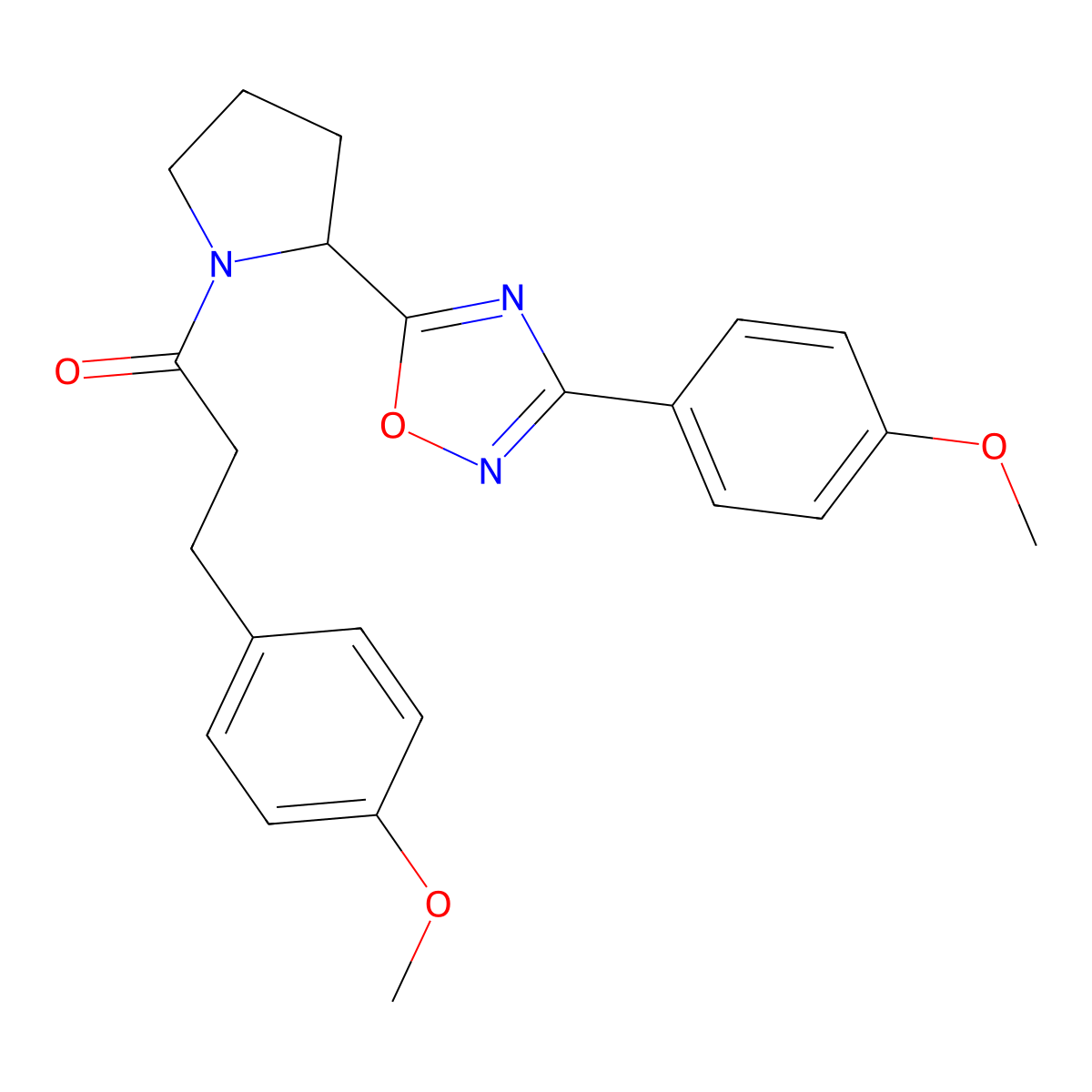 3-(4-Methoxyphenyl)-5-{1-[3-(4-methoxyphenyl)propanoyl]pyrrolidin-2-yl}-1,2,4-oxadiazole molecular structure, CAS 1790340-84-9