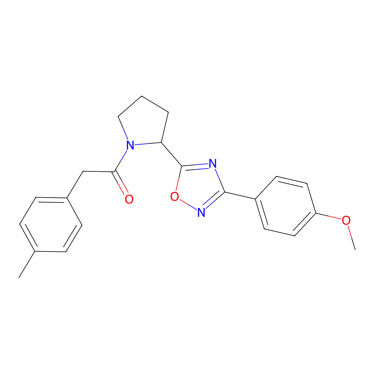 3-(4-Methoxyphenyl)-5-{1-[(4-methylphenyl)acetyl]pyrrolidin-2-yl}-1,2,4-oxadiazole molecular structure, CAS 1790340-89-4