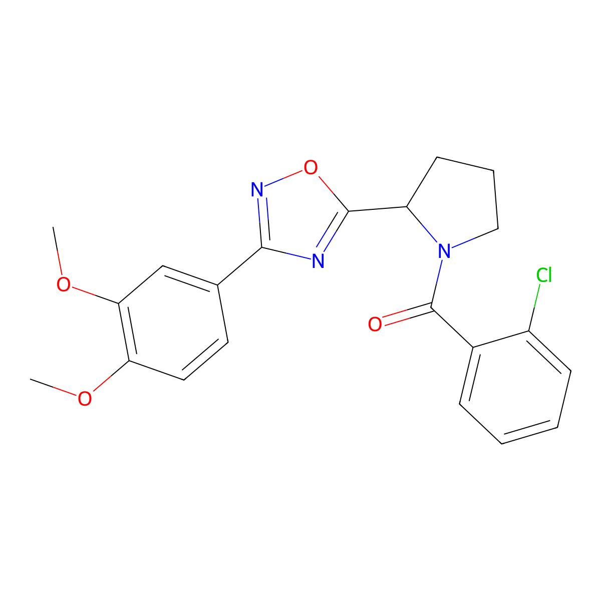5-[1-(2-Chlorobenzoyl)pyrrolidin-2-yl]-3-(3,4-dimethoxyphenyl)-1,2,4-oxadiazole molecular structure, CAS 1790341-00-2