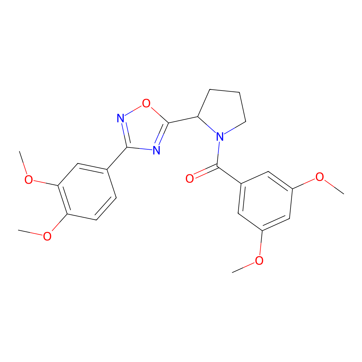 5-[1-(3,5-Dimethoxybenzoyl)pyrrolidin-2-yl]-3-(3,4-dimethoxyphenyl)-1,2,4-oxadiazole molecular structure, CAS 1790341-07-9