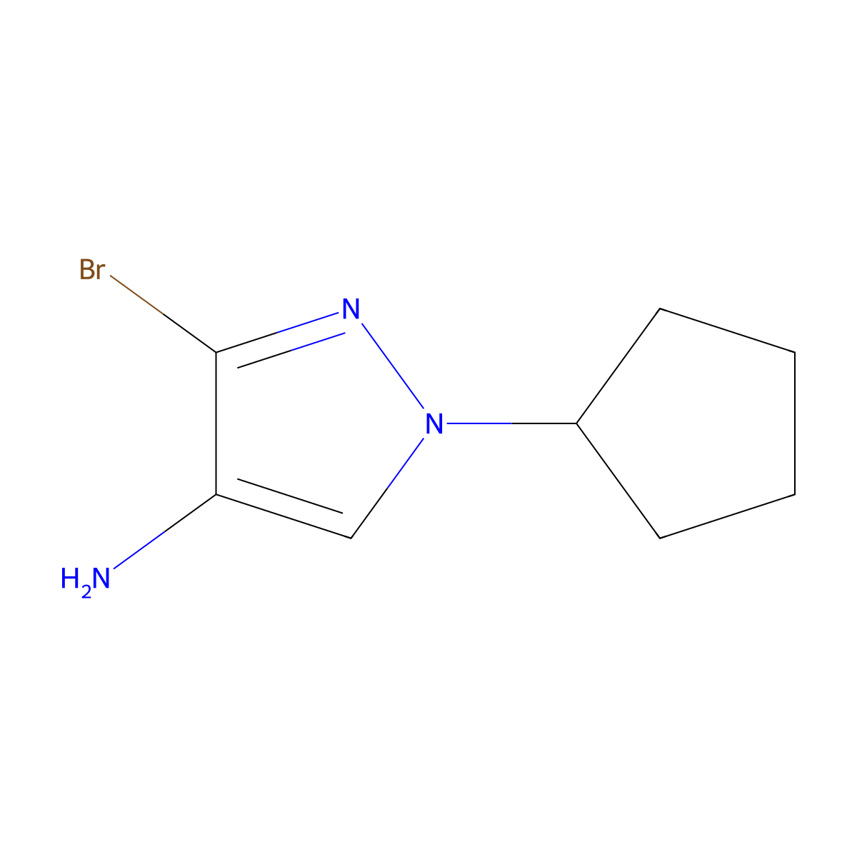 3-bromo-1-cyclopentyl-1H-pyrazol-4-amine molecular structure, CAS 1790365-71-7