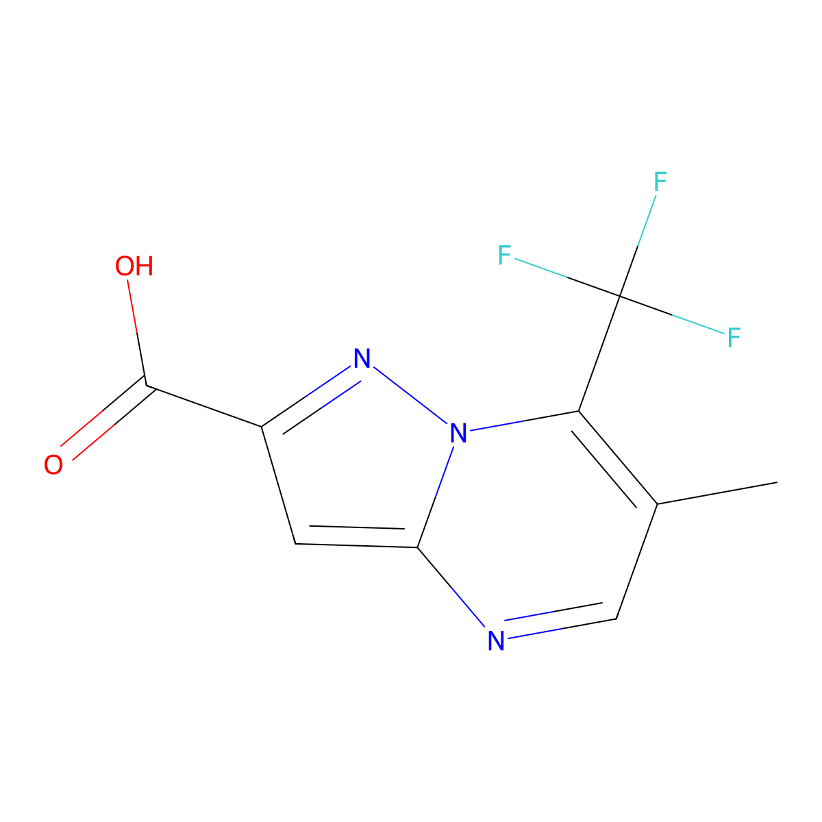 6-Methyl-7-(trifluoromethyl)pyrazolo[1,5-a]pyrimidine-2-carboxylic acid molecular structure, CAS 1790365-86-4
