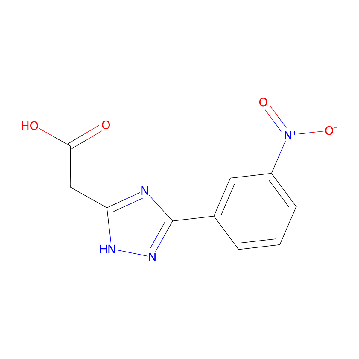 2-[3-(3-nitrophenyl)-1H-1,2,4-triazol-5-yl]acetic acid molecular structure, CAS 179038-18-7