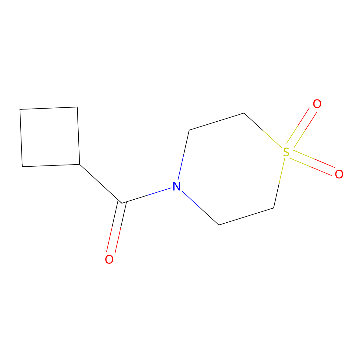 4-Cyclobutanecarbonyl-1lambda6-thiomorpholine-1,1-dione molecular structure, CAS 1790385-07-7