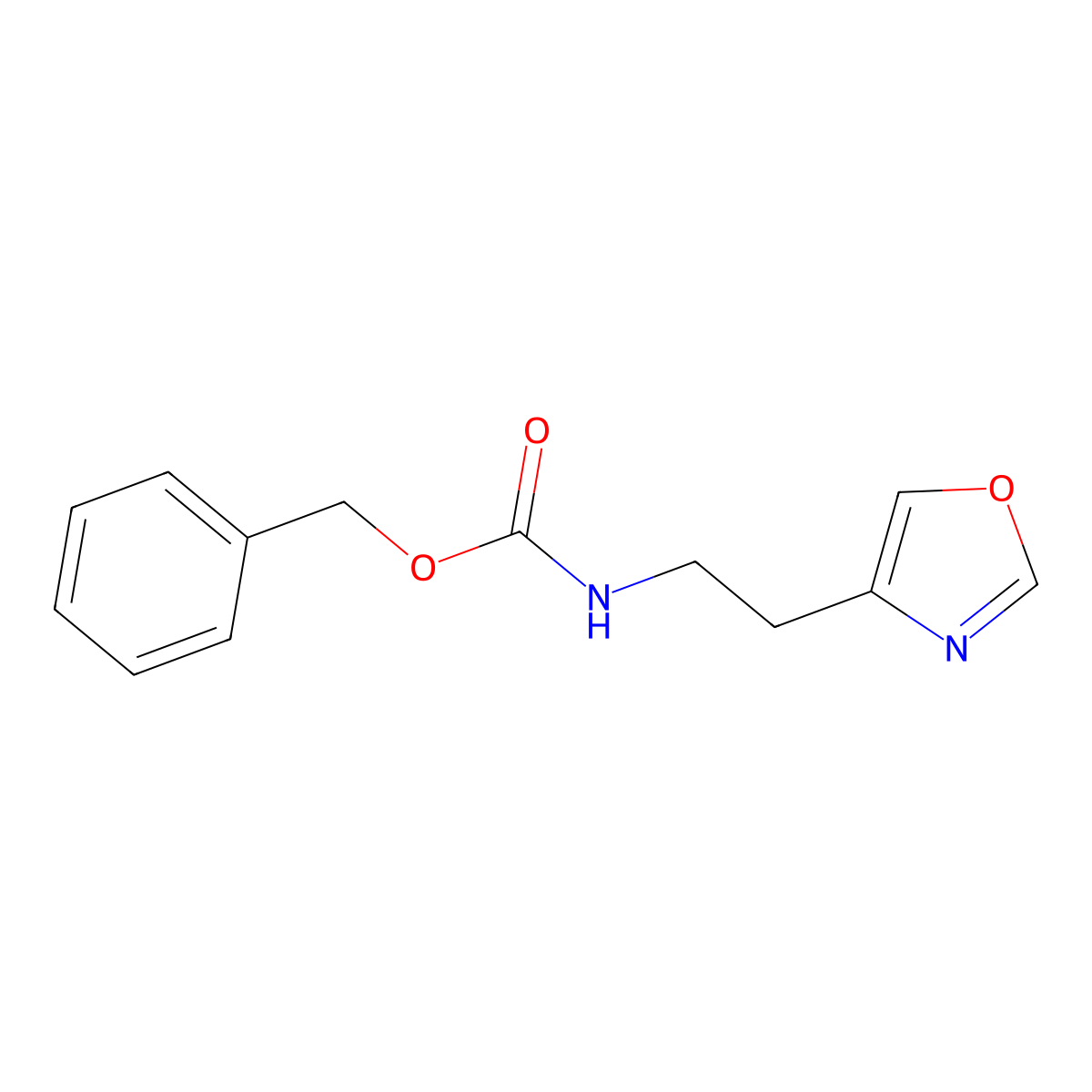 benzyl N-[2-(1,3-oxazol-4-yl)ethyl]carbamate molecular structure, CAS 1790385-14-6