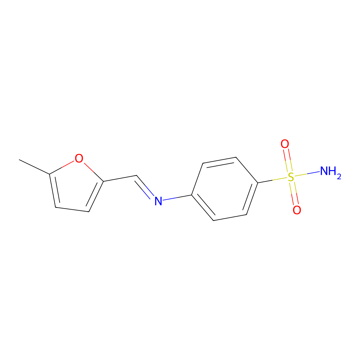 4-{[(5-Methyl-2-furyl)methylene]amino}benzenesulfonamide molecular structure, CAS 179044-22-5