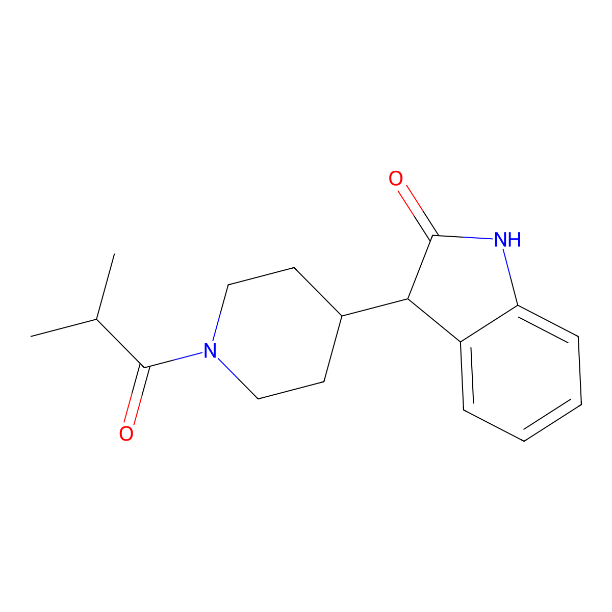 3-(1-Isobutyrylpiperidin-4-yl)indolin-2-one molecular structure, CAS 1790462-43-9
