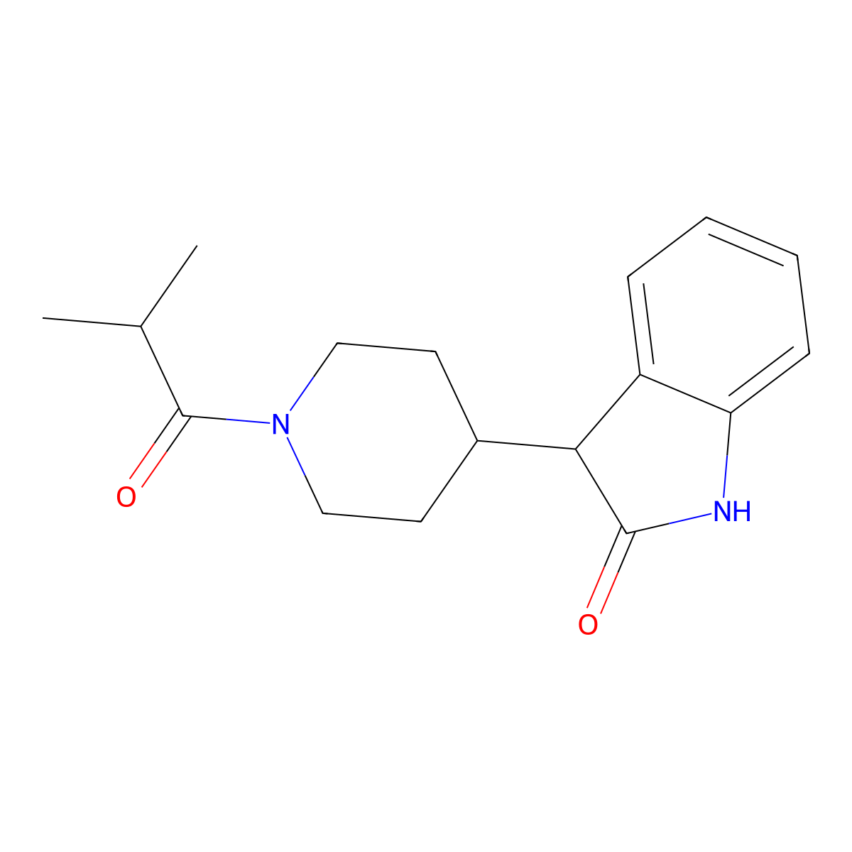 3-(1-Isobutyrylpiperidin-4-yl)indolin-2-one molecular structure, CAS 1790462-43-9