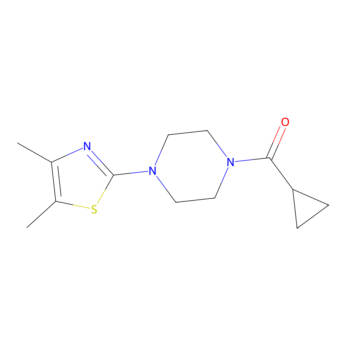 1-Cyclopropanecarbonyl-4-(4,5-dimethyl-1,3-thiazol-2-yl)piperazine molecular structure, CAS 1790465-56-3