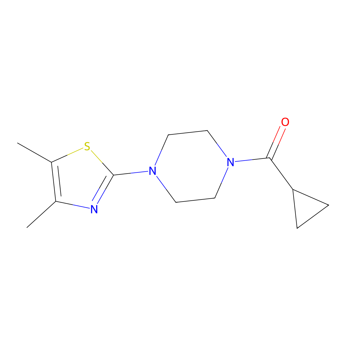 1-Cyclopropanecarbonyl-4-(4,5-dimethyl-1,3-thiazol-2-yl)piperazine molecular structure, CAS 1790465-56-3