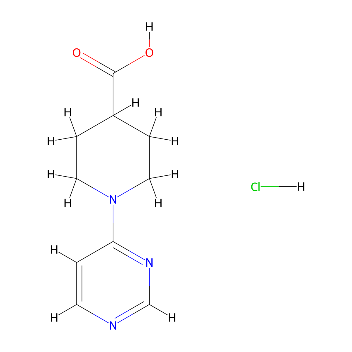 1-(Pyrimidin-4-yl)piperidine-4-carboxylic acid hydrochloride molecular structure, CAS 179051-38-8