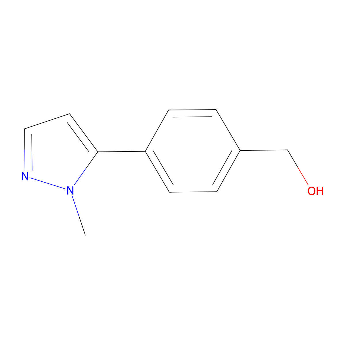 (4-(1-Methyl-1H-pyrazol-5-yl)phenyl)methanol molecular structure, CAS 179055-18-6
