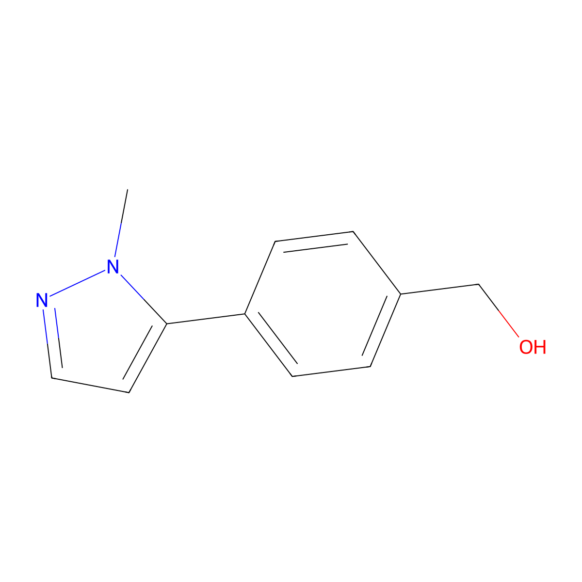 (4-(1-Methyl-1H-pyrazol-5-yl)phenyl)methanol molecular structure, CAS 179055-18-6