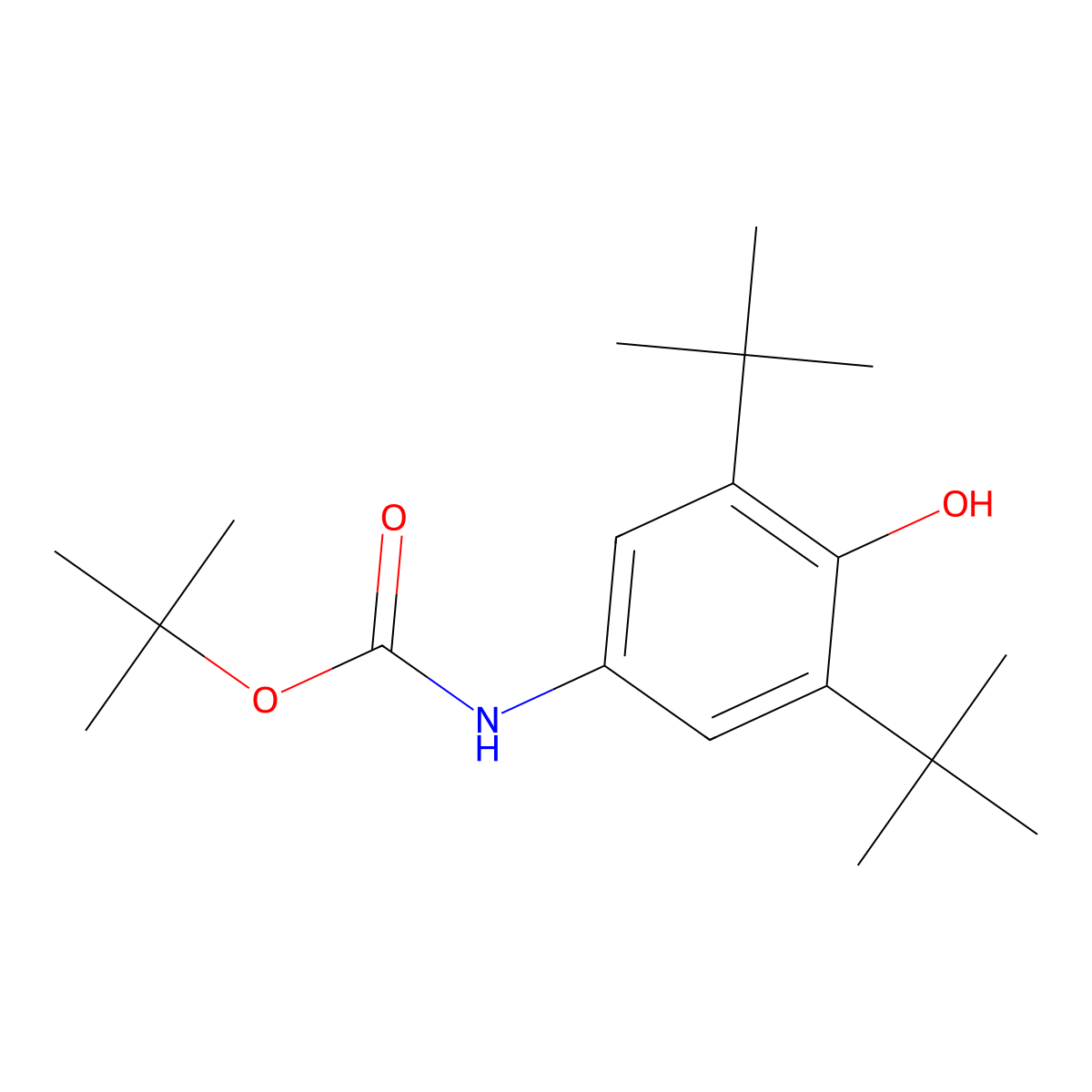 tert-butyl N-(3,5-di-tert-butyl-4-hydroxyphenyl)carbamate molecular structure, CAS 179056-08-7