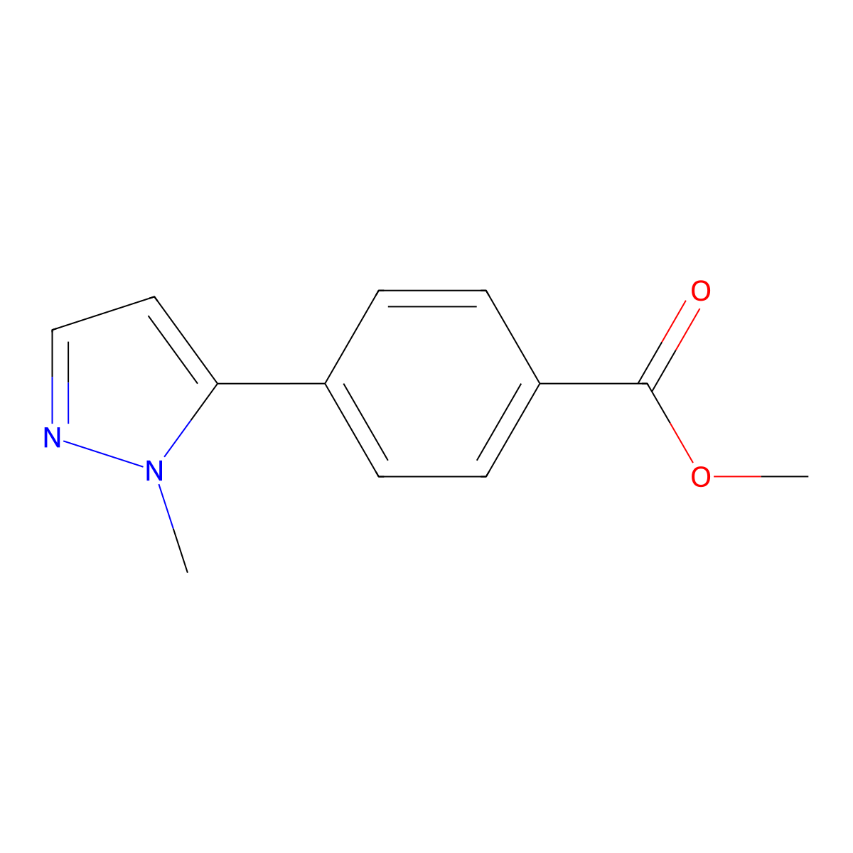 methyl 4-(1-methyl-1H-pyrazol-5-yl)benzoate molecular structure, CAS 179057-12-6