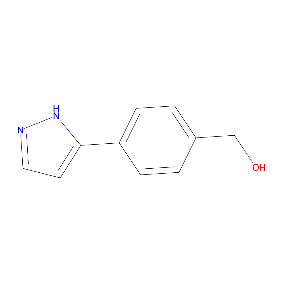 (4-(1H-pyrazol-3-yl)phenyl)methanol molecular structure, CAS 179057-16-0