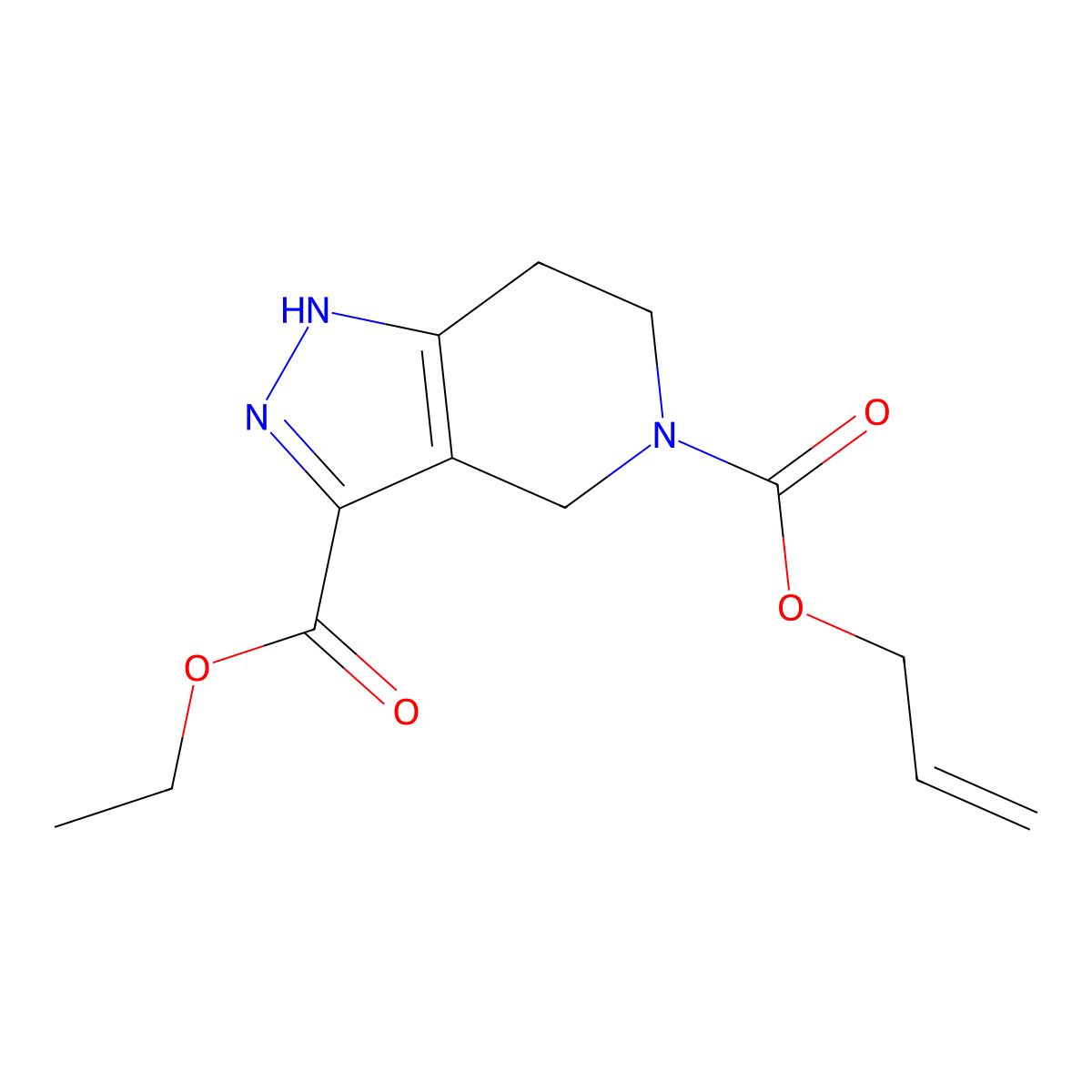 5-allyl 3-ethyl 6,7-dihydro-1H-pyrazolo[4,3-c]pyridine-3,5(4H)-dicarboxylate molecular structure, CAS 1790575-73-3