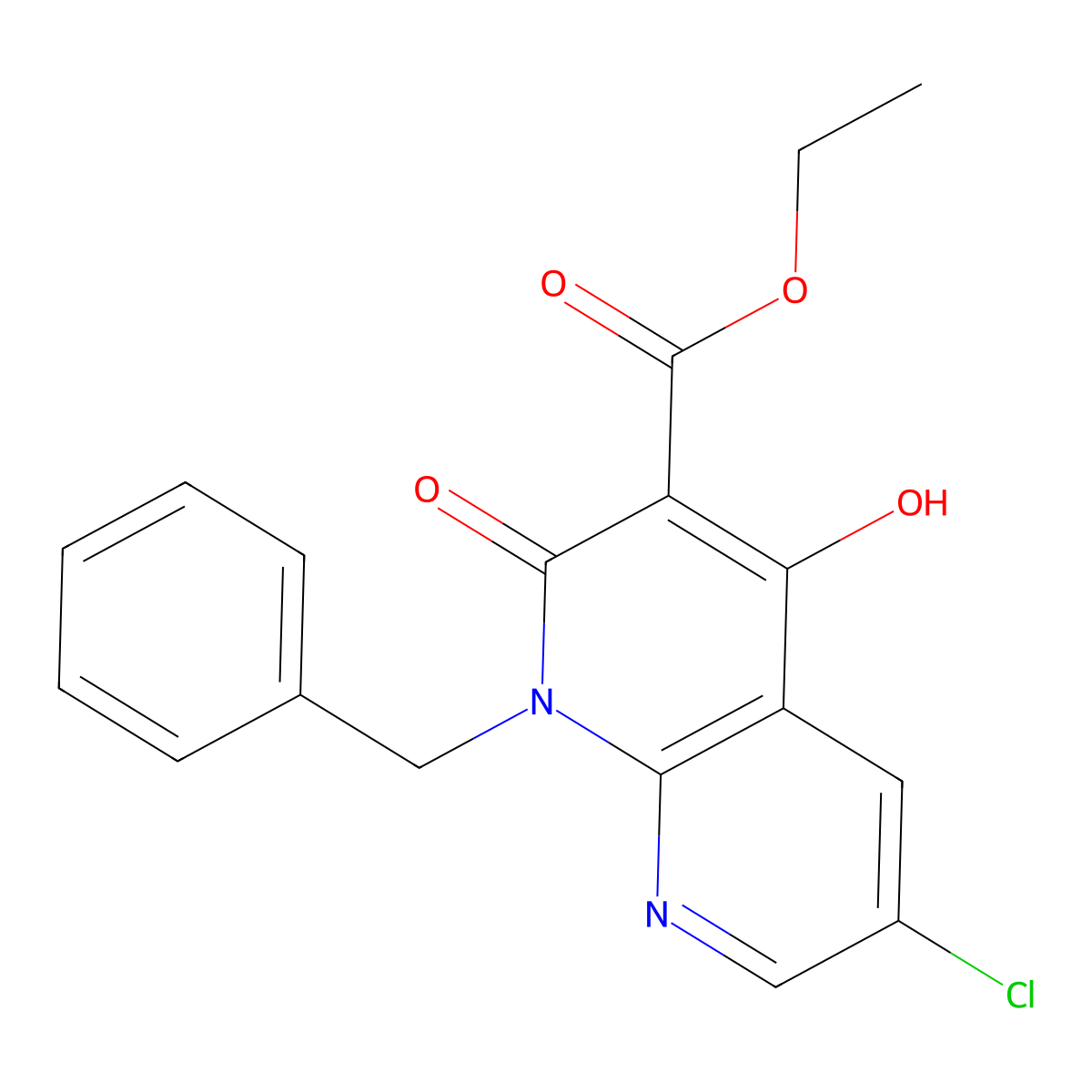 Ethyl 1-benzyl-6-chloro-4-hydroxy-2-oxo-1,2-dihydro-1,8-naphthyridine-3-carboxylate molecular structure, CAS 179063-99-1
