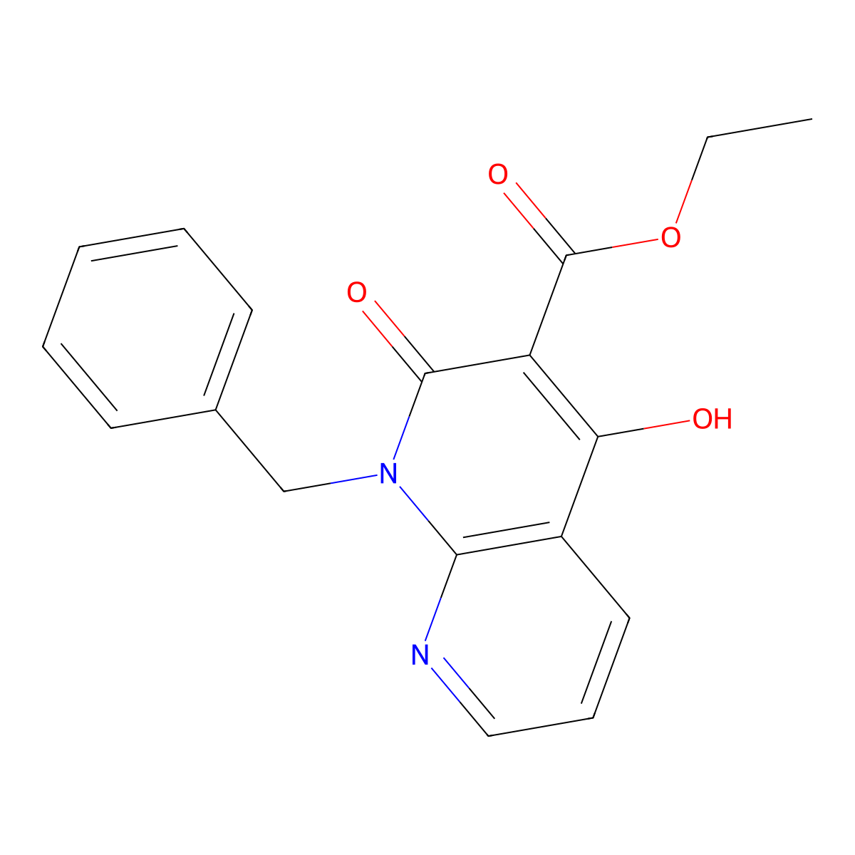 Ethyl 1-benzyl-4-hydroxy-2-oxo-1,2-dihydro-1,8-naphthyridine-3-carboxylate molecular structure, CAS 179064-00-7