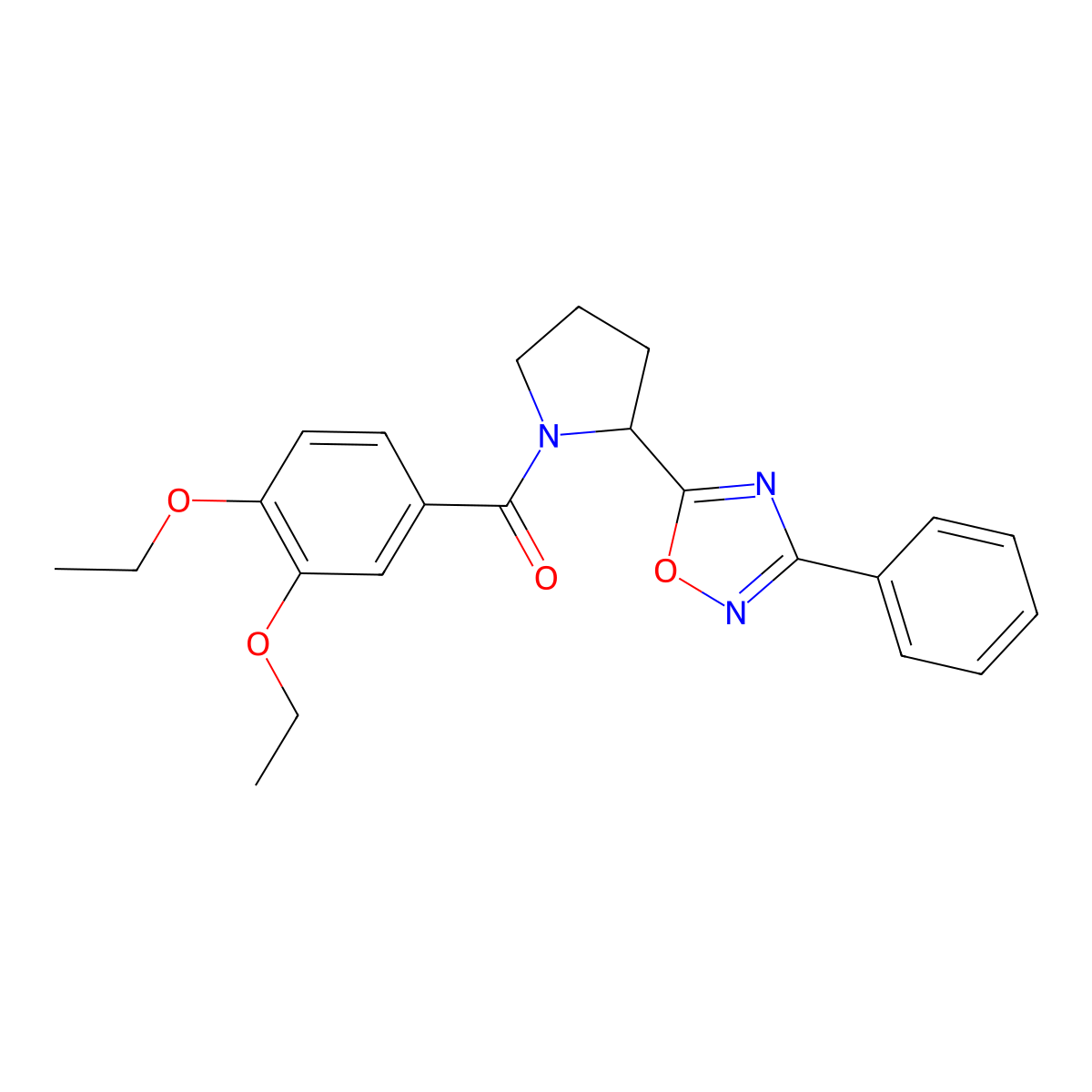 5-[1-(3,4-Diethoxybenzoyl)pyrrolidin-2-yl]-3-phenyl-1,2,4-oxadiazole molecular structure, CAS 1790669-67-8