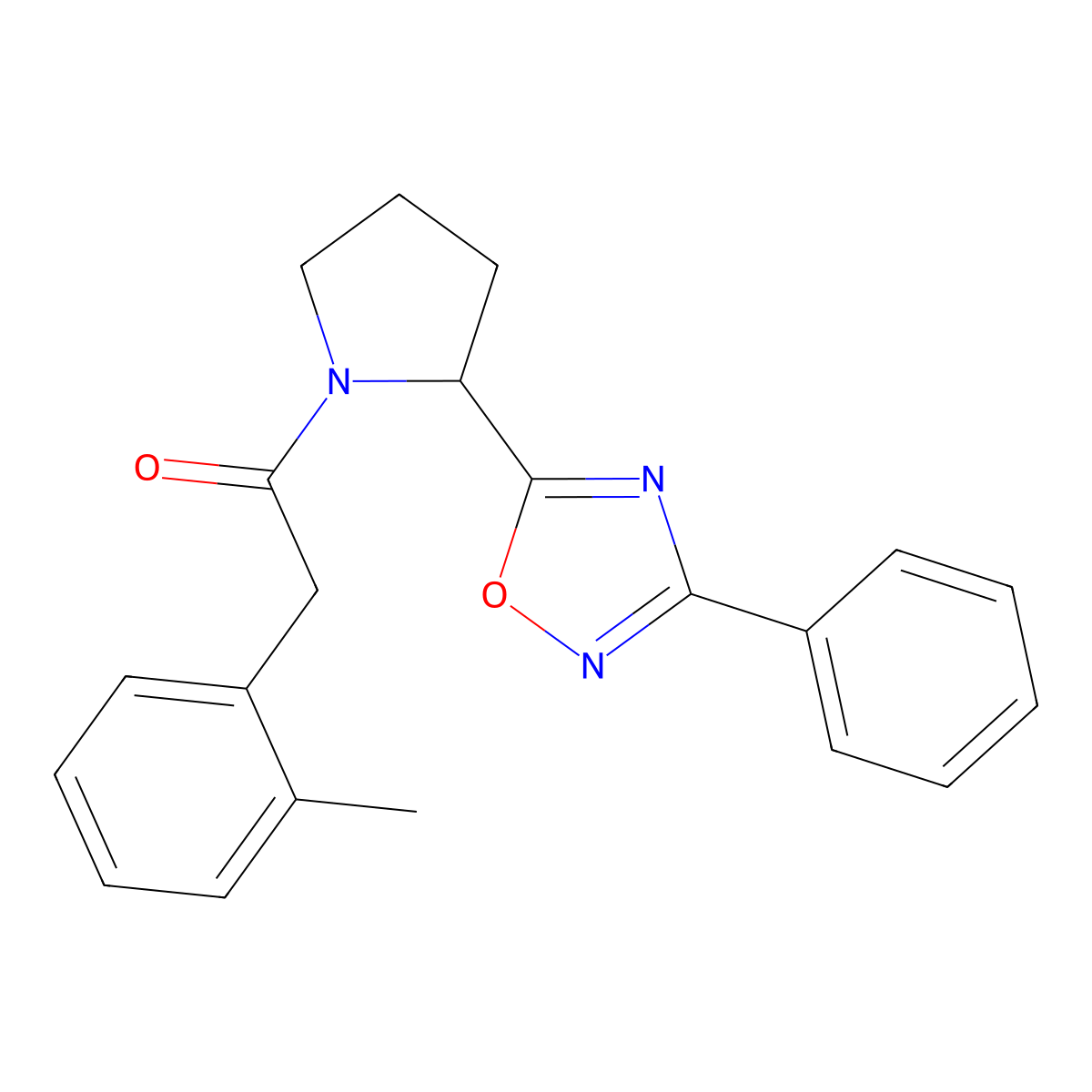 5-{1-[(2-Methylphenyl)acetyl]pyrrolidin-2-yl}-3-phenyl-1,2,4-oxadiazole molecular structure, CAS 1790669-76-9